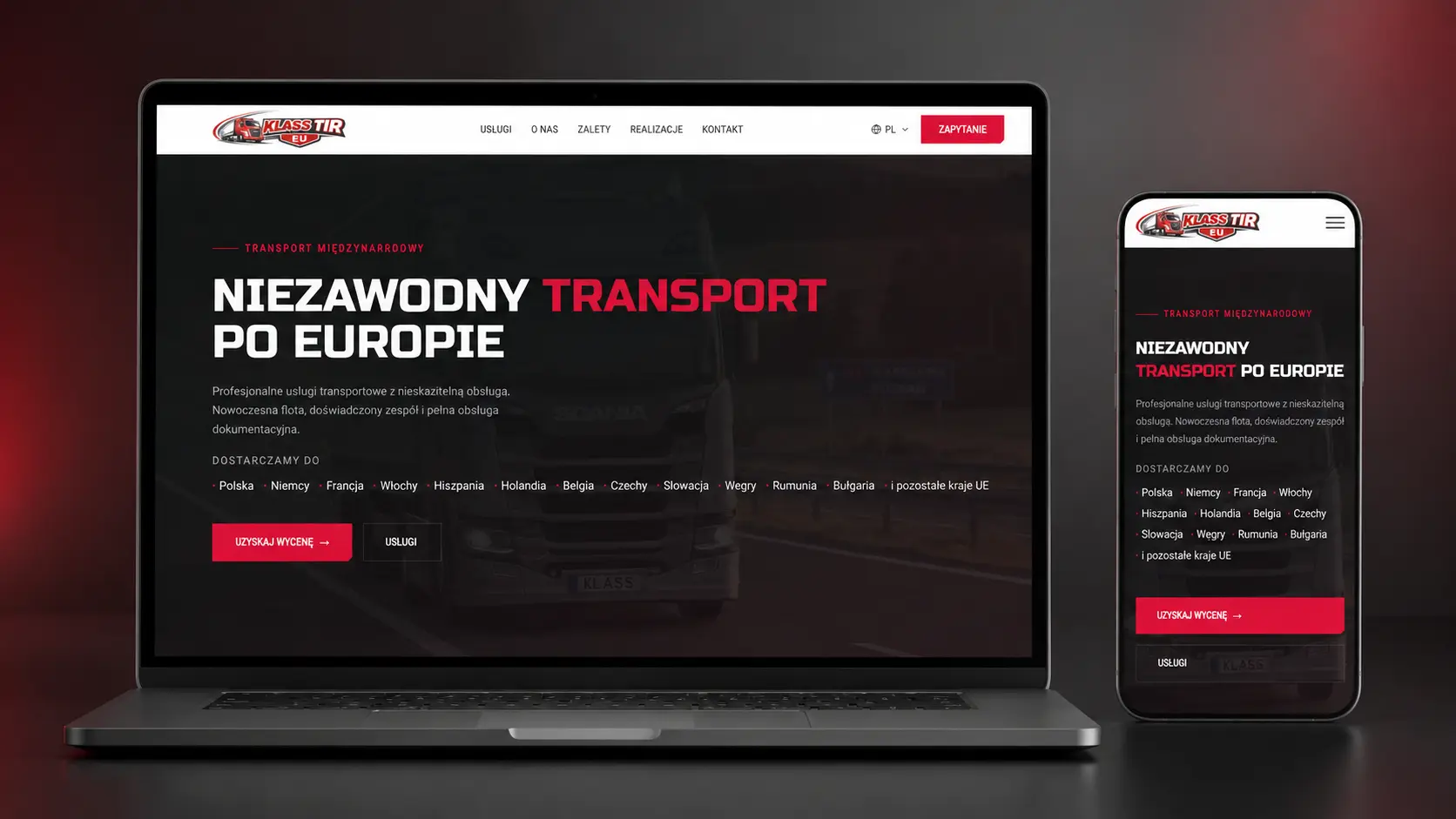 Klass Tir EU — Web Development, UI/UX Design website screenshot